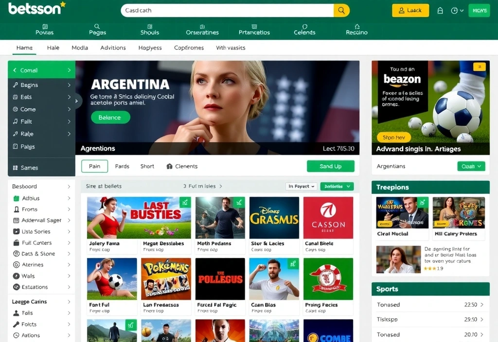 Interfaz del casino online Betsson.bet.ar mostrando juegos y opciones de apuestas